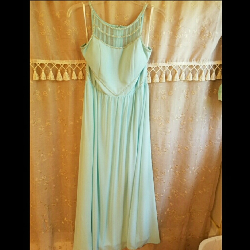 Aqua green chiffon dress